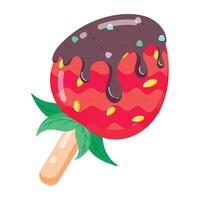 Flat Stickers Depicting Strawberry Desserts vector