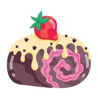 Flat Stickers Depicting Strawberry Desserts vector