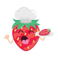 Flat Stickers Depicting Strawberry Desserts vector