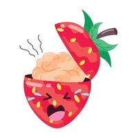 Flat Stickers Depicting Strawberry Desserts vector