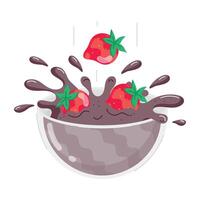 Cute Strawberries Flat Stickers vector