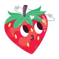 Flat Style Strawberry Stickers vector