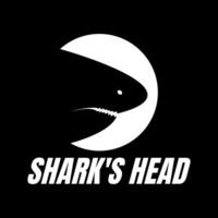 de tiburón cabeza logo diseño negro y blanco vector