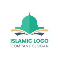 Islamic logo template, Ribbon islamic dome palace logo design template vector