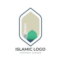 Islamic logo template, Ribbon islamic dome palace logo design template. Mosque logo ideas. inspiration logo design. template illustration vector