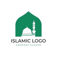 Islamic logo template, Ribbon islamic dome palace logo design template vector