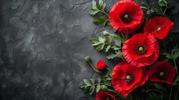 Red Flowers on Black Surface photo