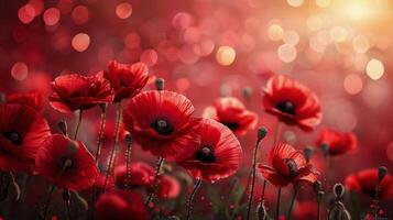 Red Flowers Growing in Grass photo