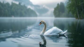 White Swan Floating on Body of Water photo