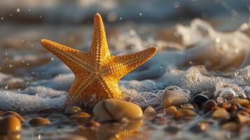 estrella de mar en arenoso playa foto