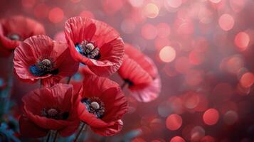 Red Flowers Growing in Grass photo