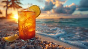 Glass of Orange Juice on Top of a Rock photo