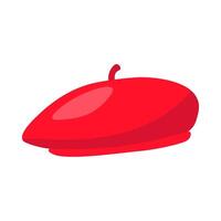 Flat cartoon street French artist red hat icon vector