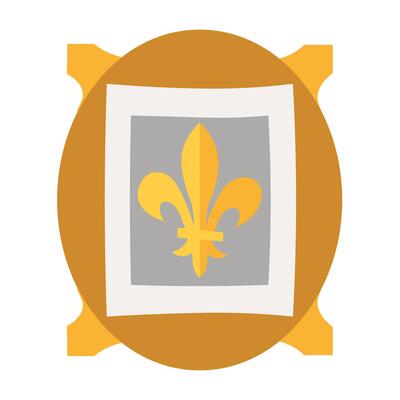 Flat cartoon yellow gold frame gallery art icon