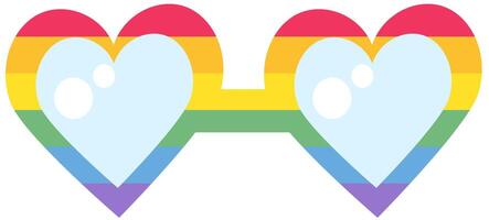 Flat Rainbow Heart Shaped Glasses Pride Party Icon vector