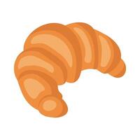Flat cartoon brown tasty French croissant icon vector