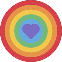 Flat Rainbow Heart Center Target Pride Party Icon vector