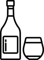 Brandy Glass and Bottle outline illustration vector