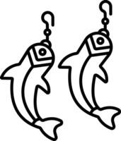 fish earring outline illustration vector