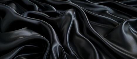 Rico pliegues de chorro negro satín cubierto sensualmente, revelador el bochornoso brillo y fluido cubrir de el alta calidad tela. foto