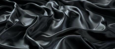 Rich folds of jet black satin draped sensuously, revealing the sultry sheen and fluid drape of the high-quality fabric. photo