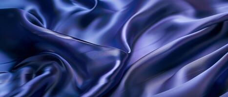 Rippling azure blue satin draped in fluid waves, the light playing across the lustrous folds of the vibrant fabric. photo