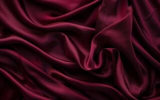 Passionate waves of deep red satin cascade in rich folds, offering a sensual and vibrant display of luxurious fabric texture. photo