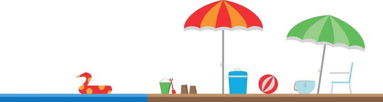 Cute cartoon illustration of a beach vector