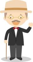 James Joyce cartoon character. Illustration. Kids History Collection. vector