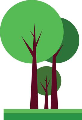 Cute cartoon illustration of a tree group