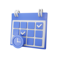 3d calendário em isolado. com horas e selecionado dias para o negócio png