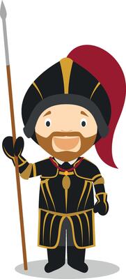 Charles I of Spain and V of Germany cartoon character. Illustration. Kids History Collection.