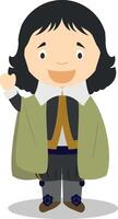 Blaise Pascal cartoon character. Illustration. Kids History Collection. vector