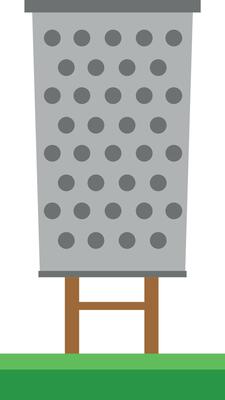 Cute cartoon illustration of a metal paper bin