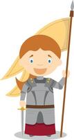 Joan of Arc cartoon character. Illustration. Kids History Collection. vector