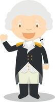 George Washington cartoon character. Illustration. Kids History Collection. vector