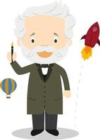 Jules Verne cartoon character. Illustration. Kids History Collection. vector