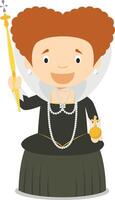 Elizabeth I of England cartoon character. Illustration. Kids History Collection. vector