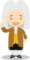 Georg Friedrich Handel cartoon character. Illustration. Kids History Collection. vector