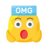 Oh My God expression emoji design, editable vector