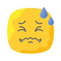 Painful expression, trendy icon of pain emoji, editable vector