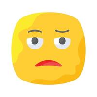 Bored face expression, icon of bored emoji, premium vector