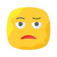 Bored face expression, icon of bored emoji, premium vector