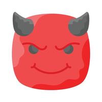 de miedo diablo con cuernos, personalizable emoji icono en de moda estilo vector