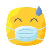 Ill emoji design, face mask on emoji face vector