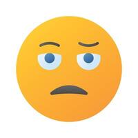 Bored face expression, icon of bored emoji, premium vector