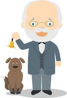 Ivan Pavlov cartoon character. Illustration. Kids History Collection. vector