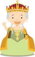 Maria Theresa I of Austria cartoon character. Illustration. Kids History Collection. vector