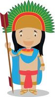 Moctezuma II cartoon character. Illustration. Kids History Collection. vector