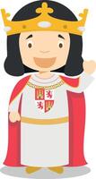 Alfonso X of Castile, called The Wise, cartoon character. Illustration. Kids History Collection. vector